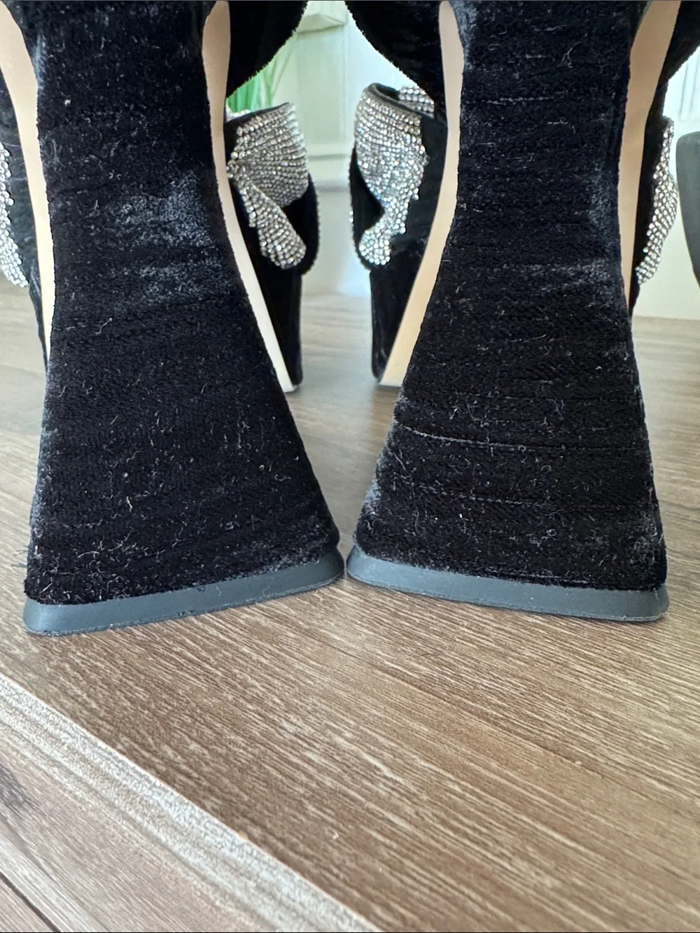Sam Edelman NY Circus Edgy Rhinestone Bow Black Velvet Platform Sz10
